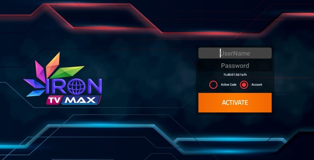 Interface Application Iron TV Max sur Smart TV et Android